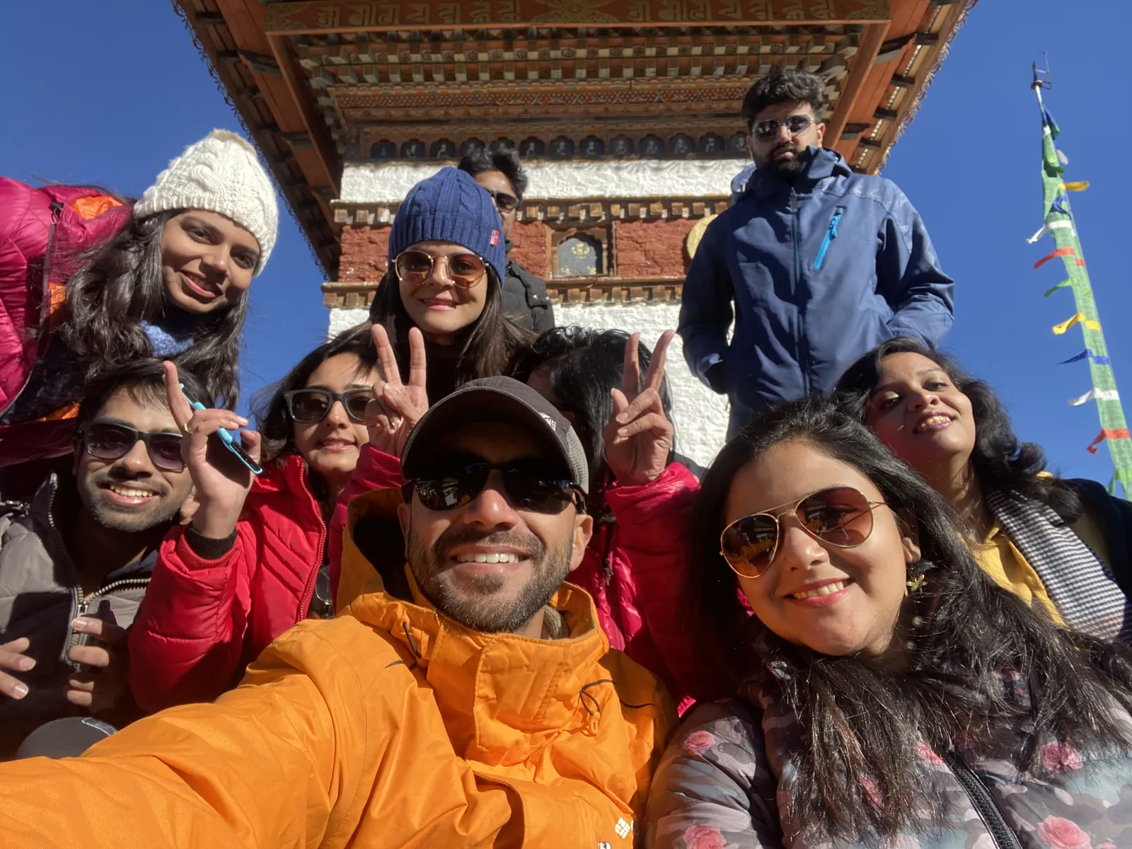 Selfie tight on the Bhutan group trip with One in the Orange Jacket.