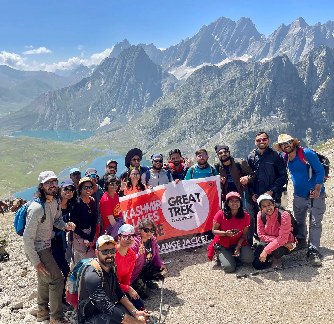Mountain lake showcasing trek on the Kashmir Great Lakes group trip with One in the Orange Jacket.