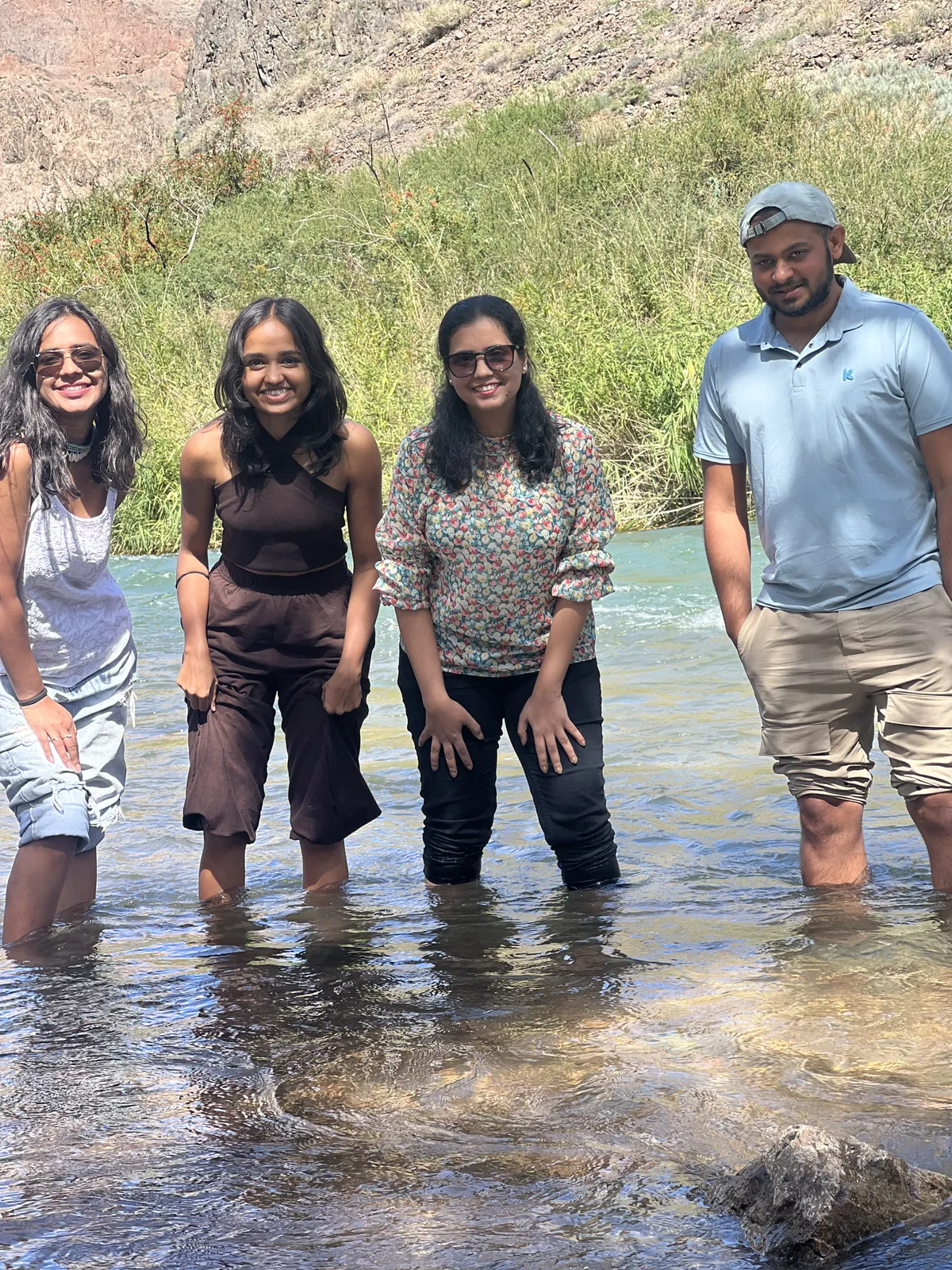 Water friends enjoying day on the Kazakhstan group trip with One in the Orange Jacket.