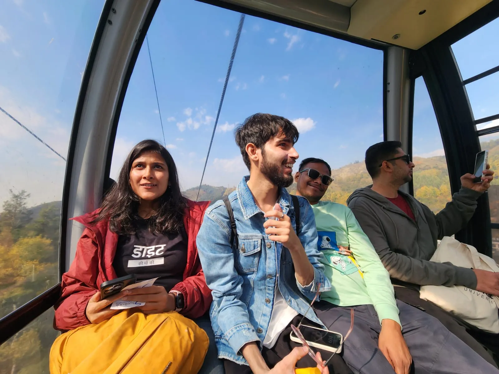 Mountain friends enjoying scenic on the Kazakhstan group trip with One in the Orange Jacket.