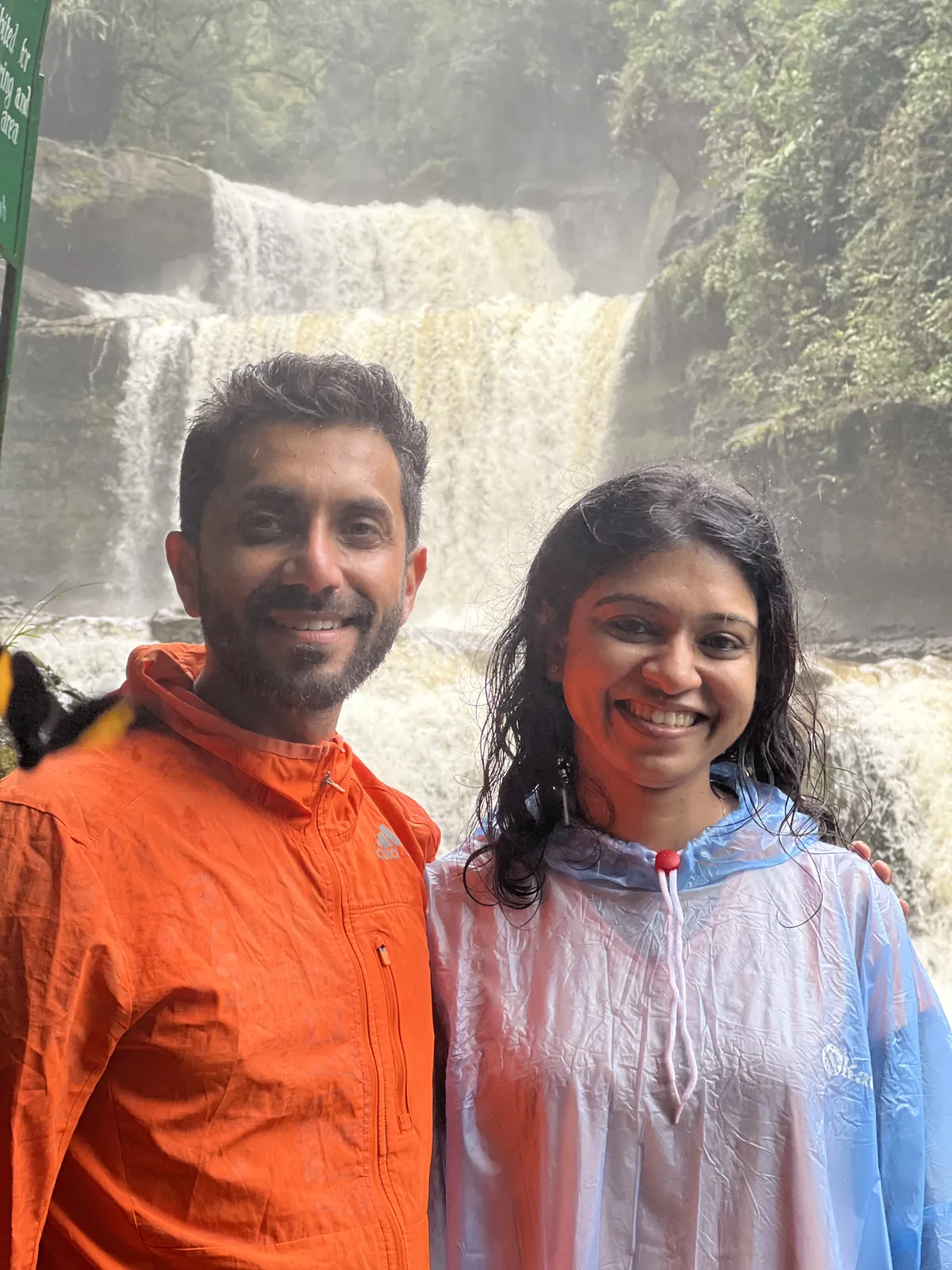 Water smiles waterfall on the Meghalaya group trip with One in the Orange Jacket.