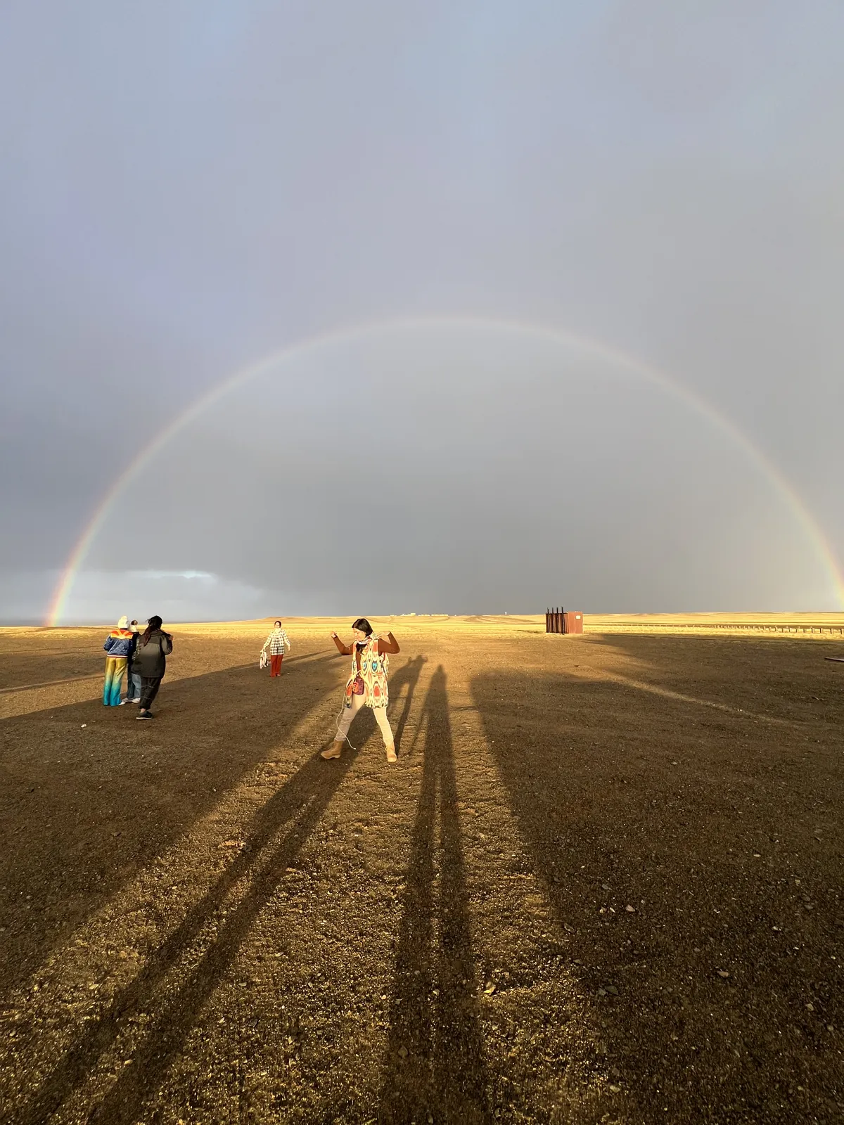 Rainbow arcs enjoying on the Mongolia group trip with One in the Orange Jacket.