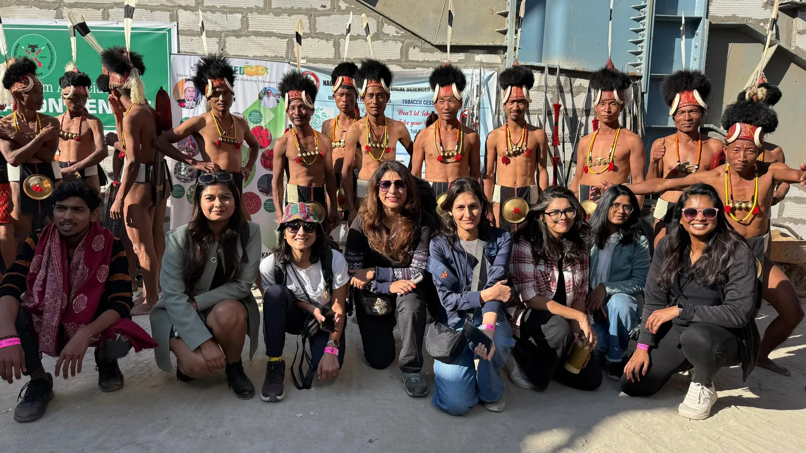 Travelers locals on the Nagaland group trip with One in the Orange Jacket.
