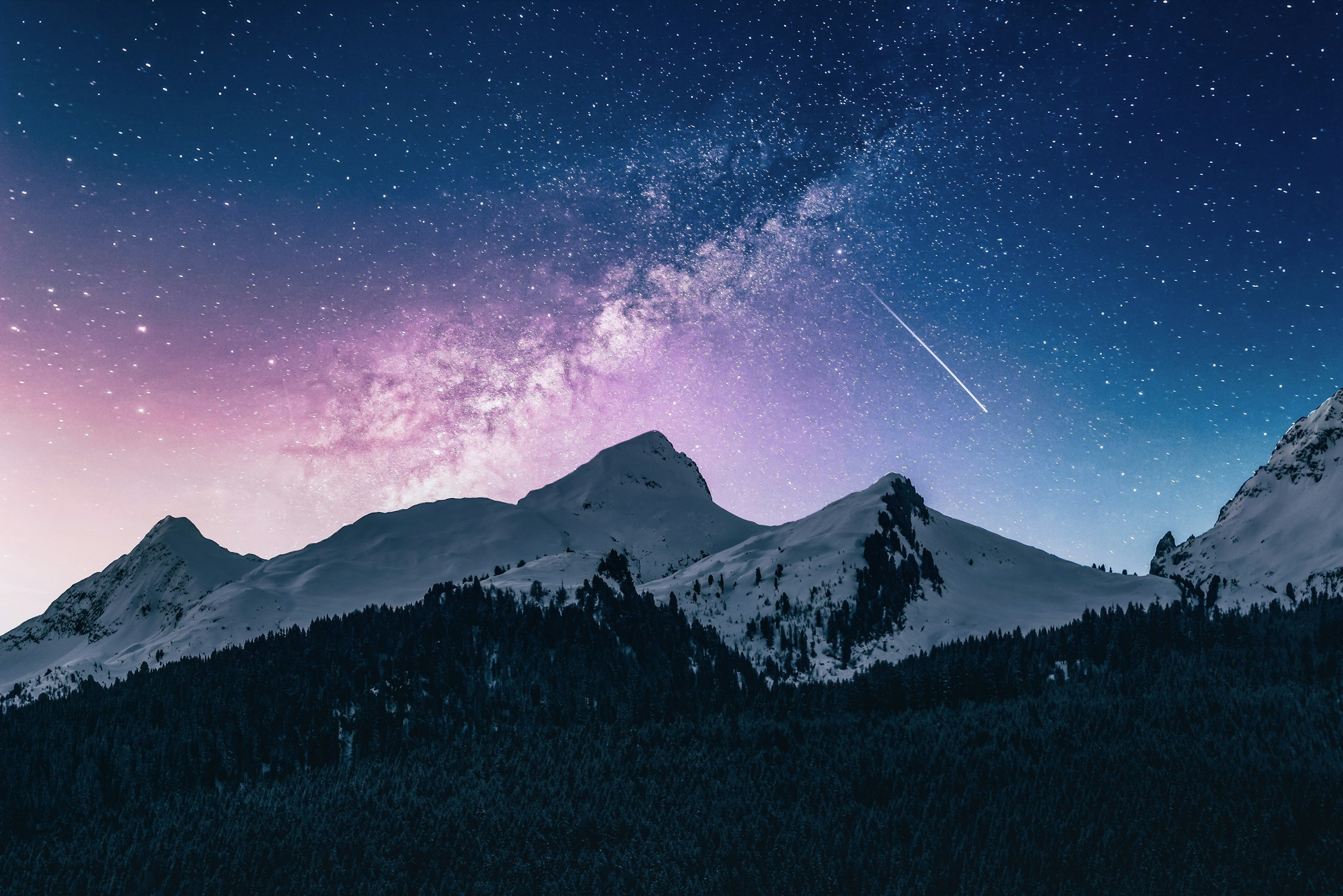 Milky Way over mountain peaks