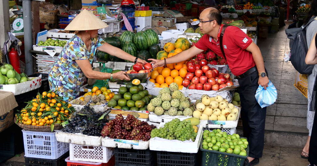 Sample delicious local street food at Con Market