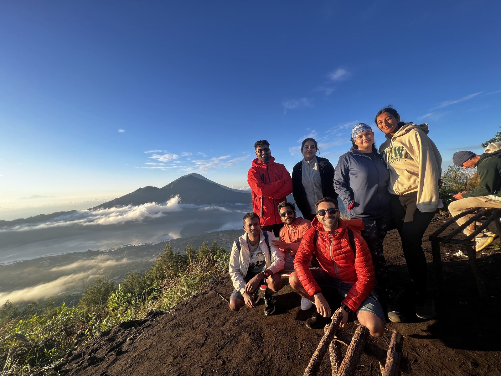 OJ trippers at Mt Batur summit at sunrise