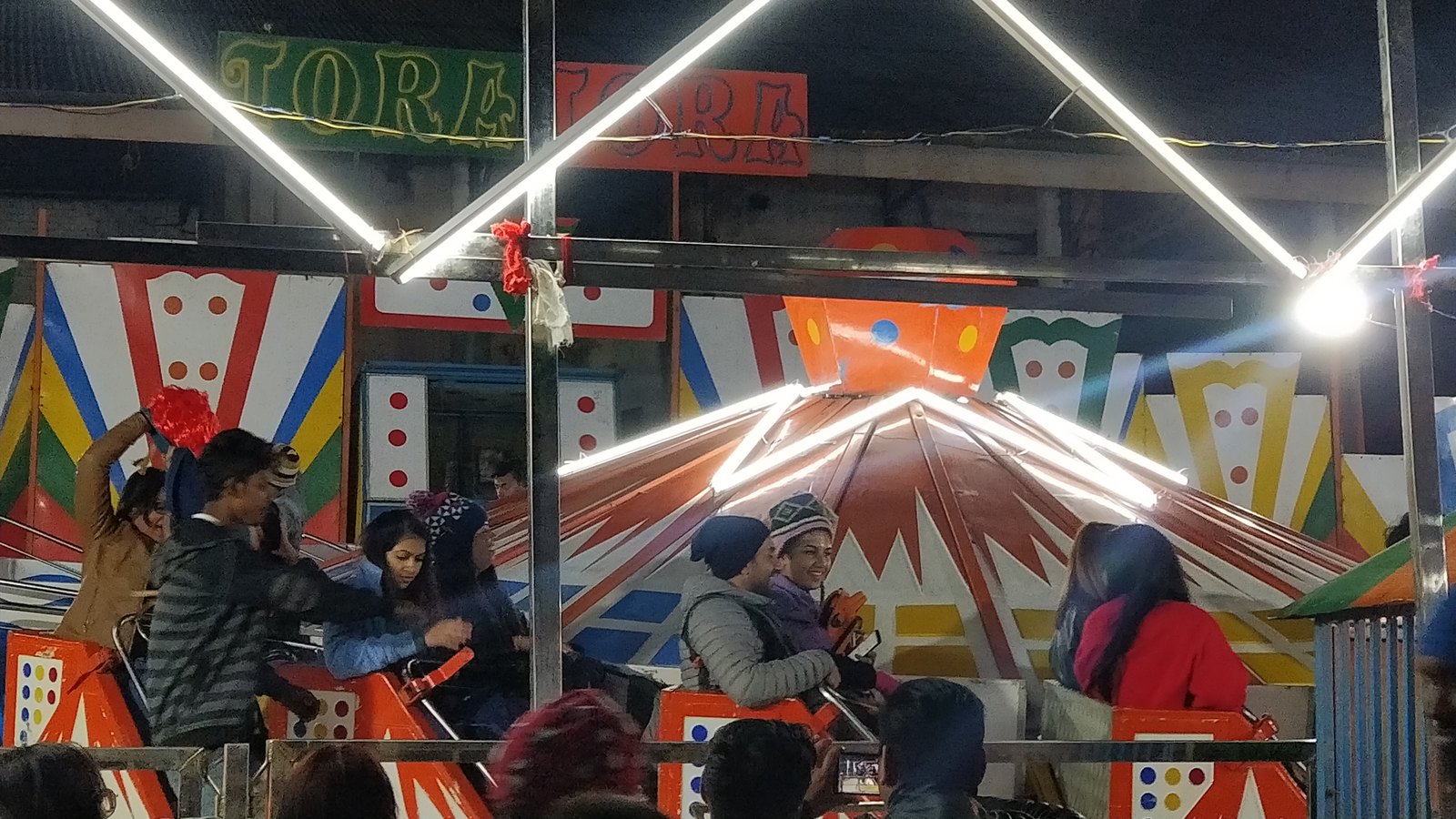 OJ group on a ride at the Kohima night carnival