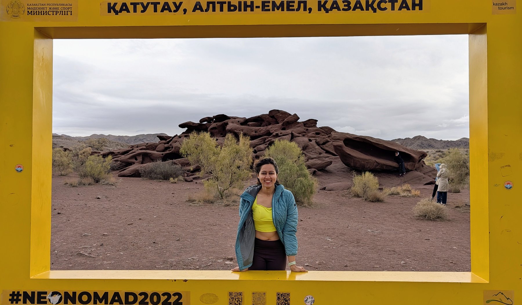 In the Katutau frame, with the black volcanic rock behind