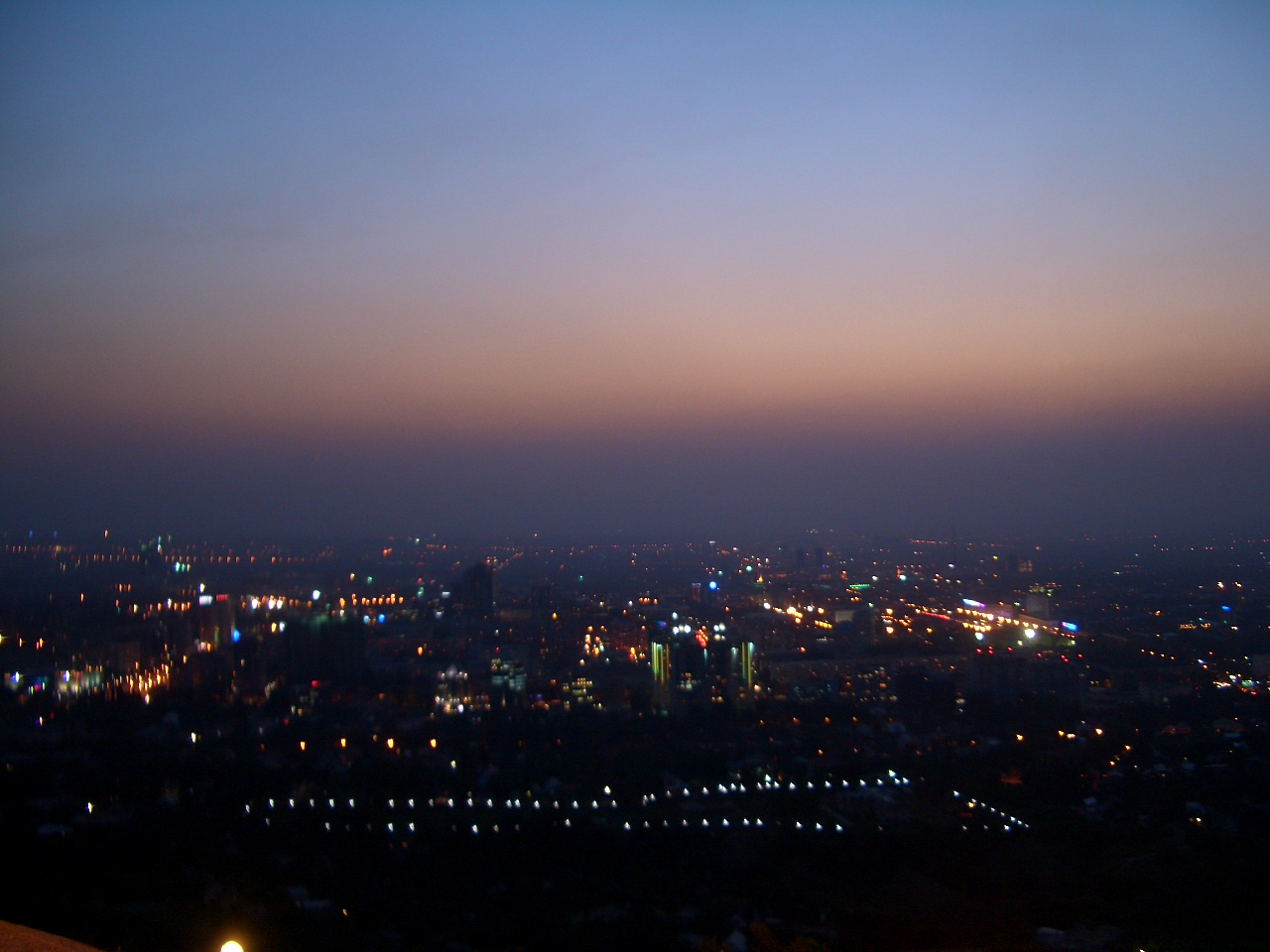 Almaty city lights at night seen from Kok-Tobe