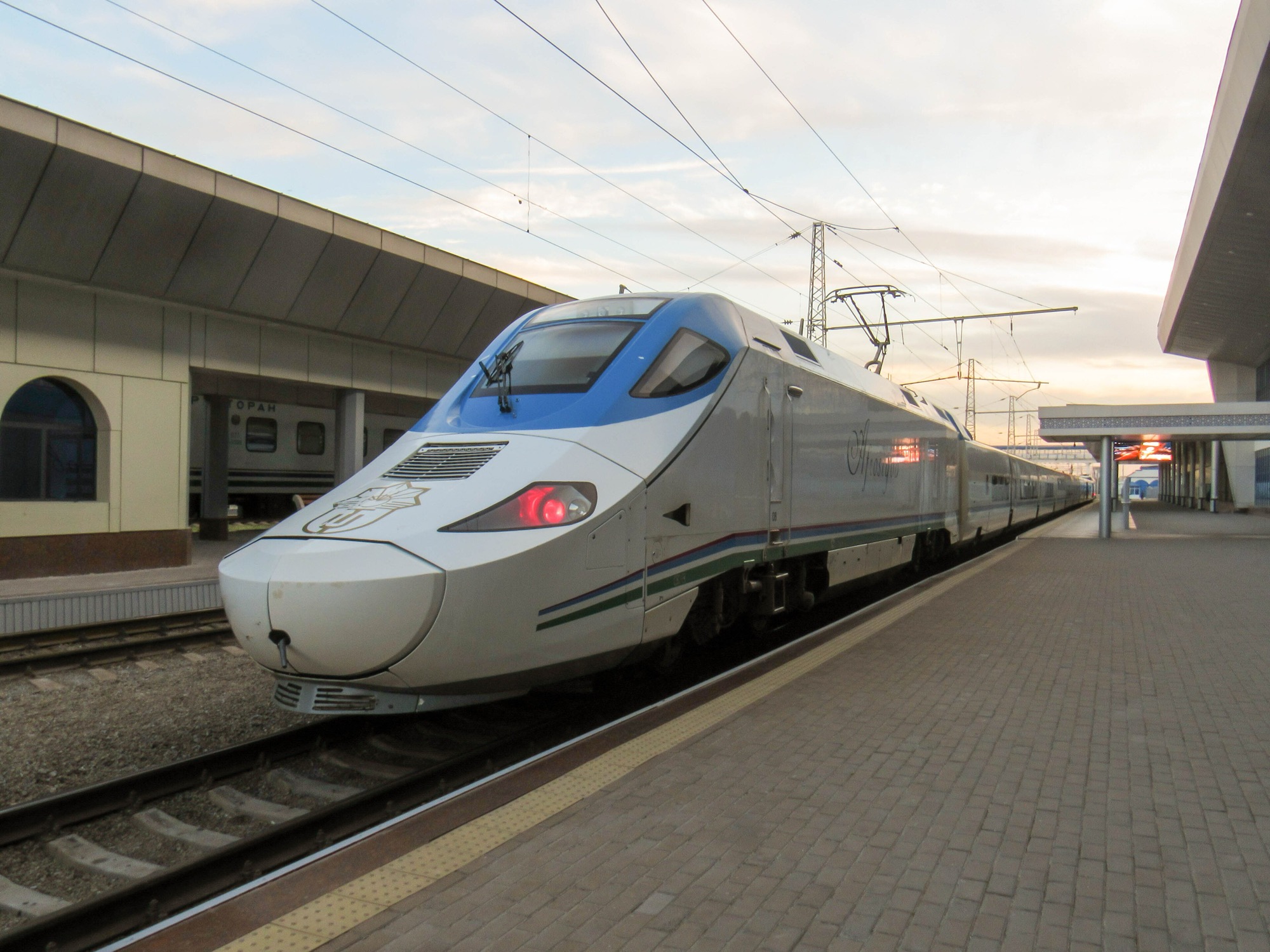 The Afrosiyob high-speed train at the platform