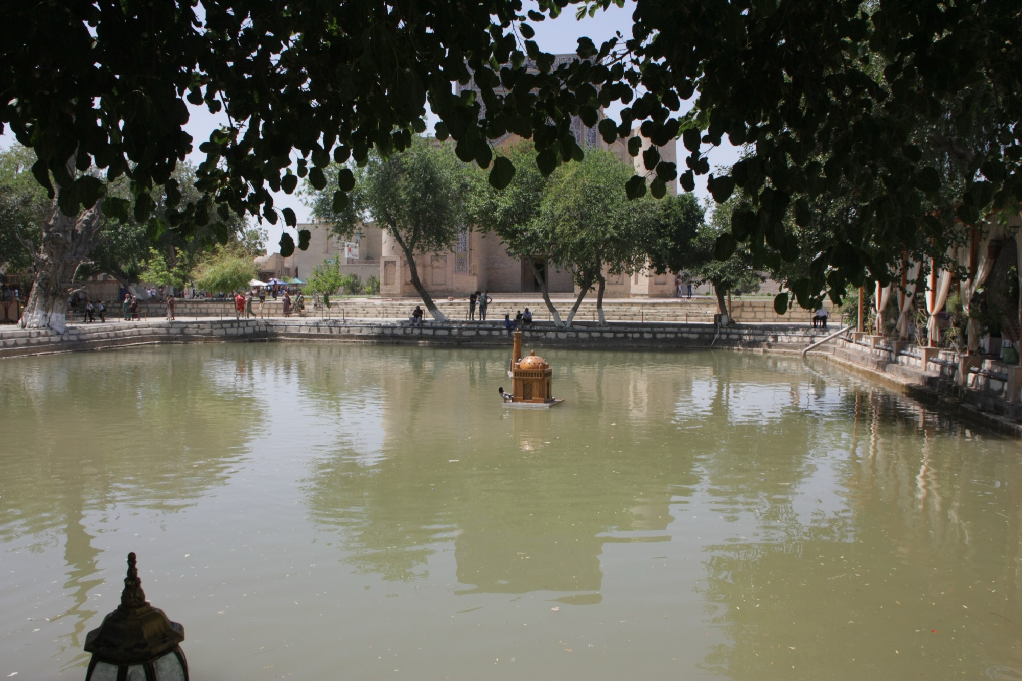The stone pool at Lyab-i-Hauz under the mulberry trees, Bukhara