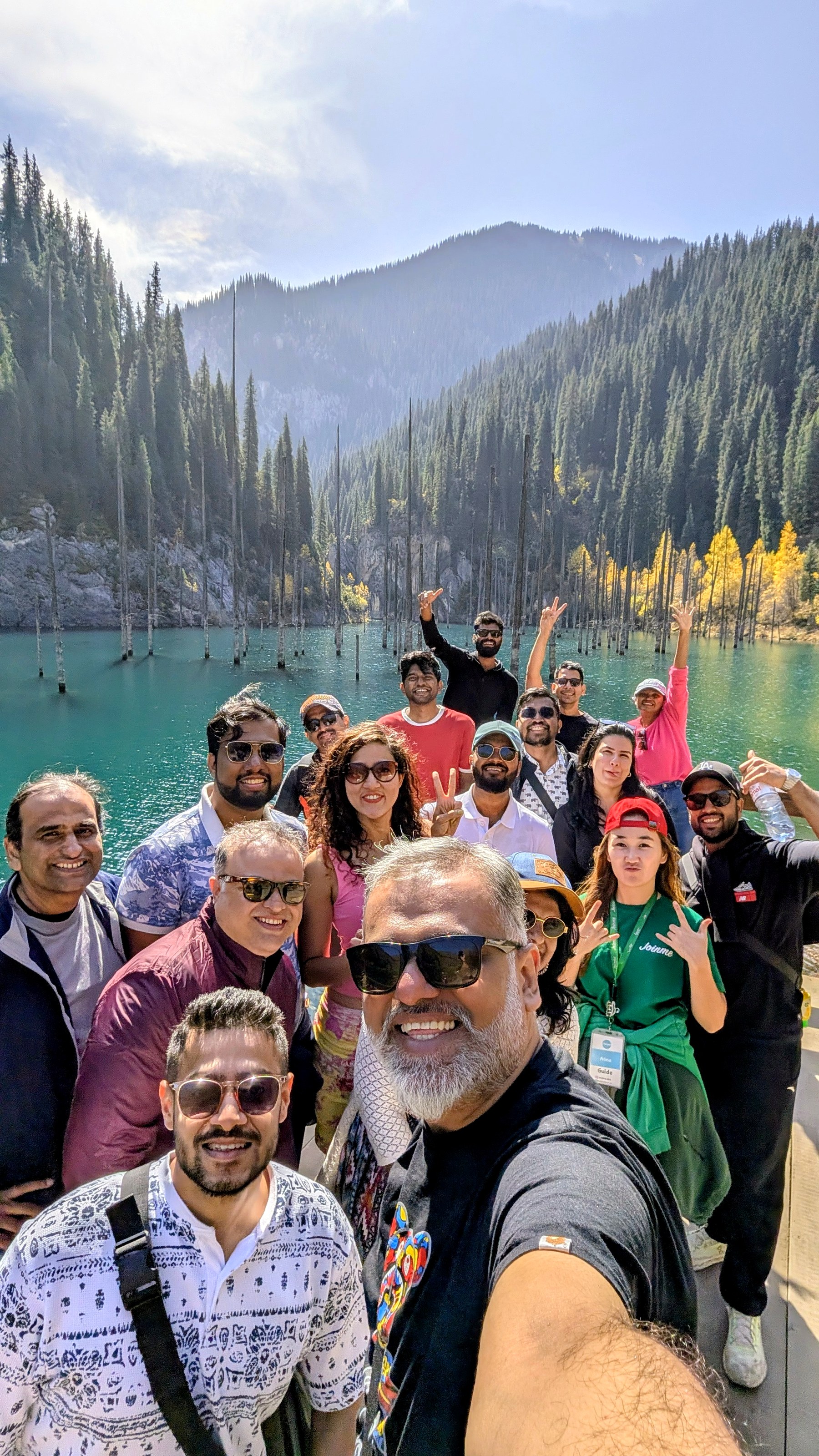 Kaindy Lake group selfie, if time allows