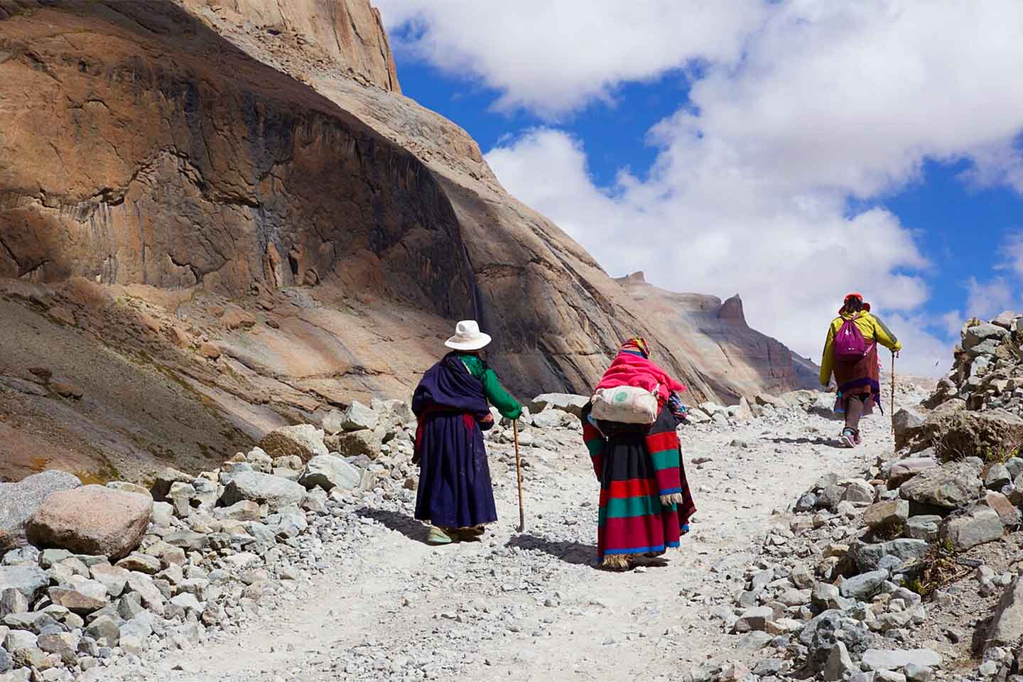 Tibetan pilgrims during Kailash Kora