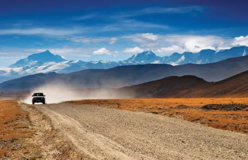 Tibetan plateau road near Everest
