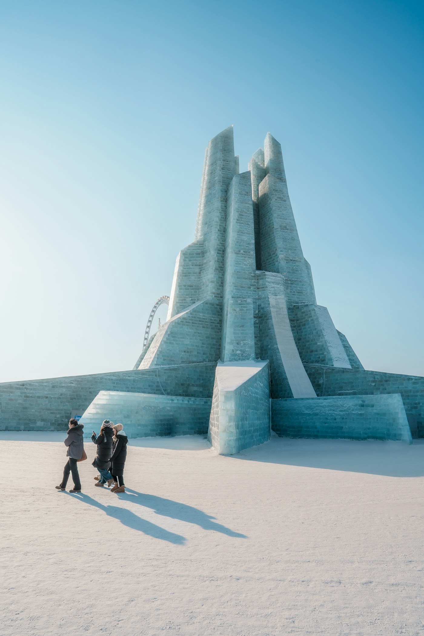 Carved ice tower