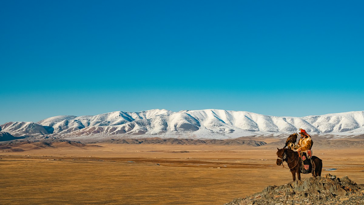 Rider on the snowy plain