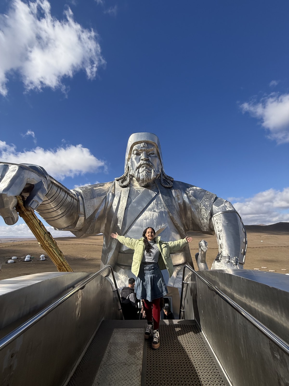Traveler on the viewing deck inside the Chinggis Khaan statue