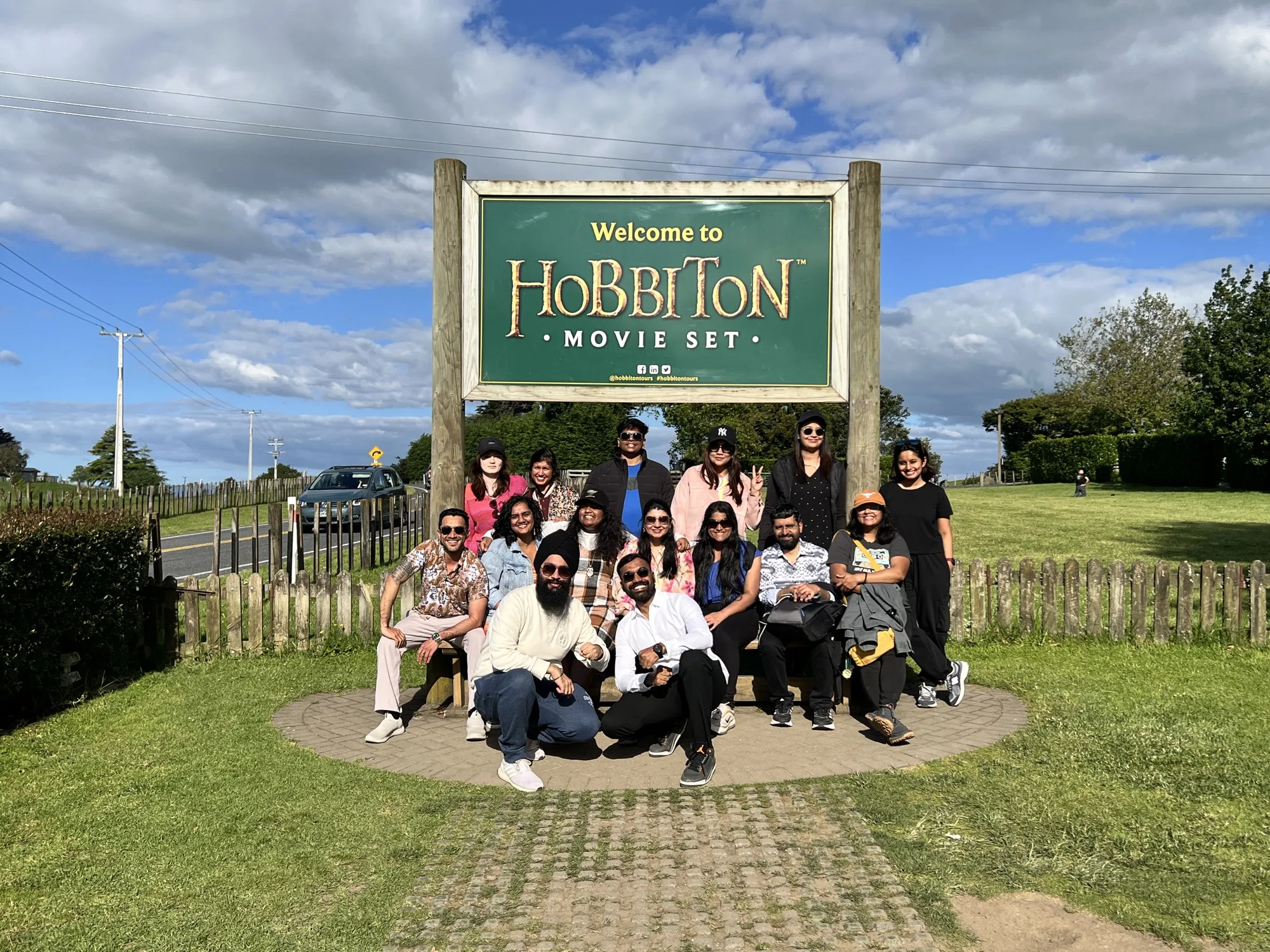 New zealand day 3 group large poses hobbiton movie