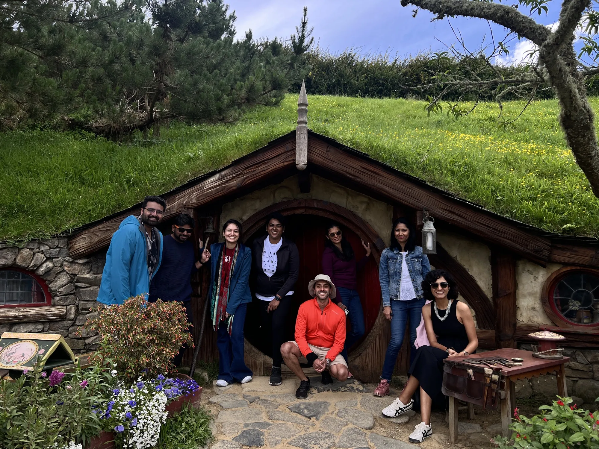 New zealand day 3 group travelers hobbit house fun