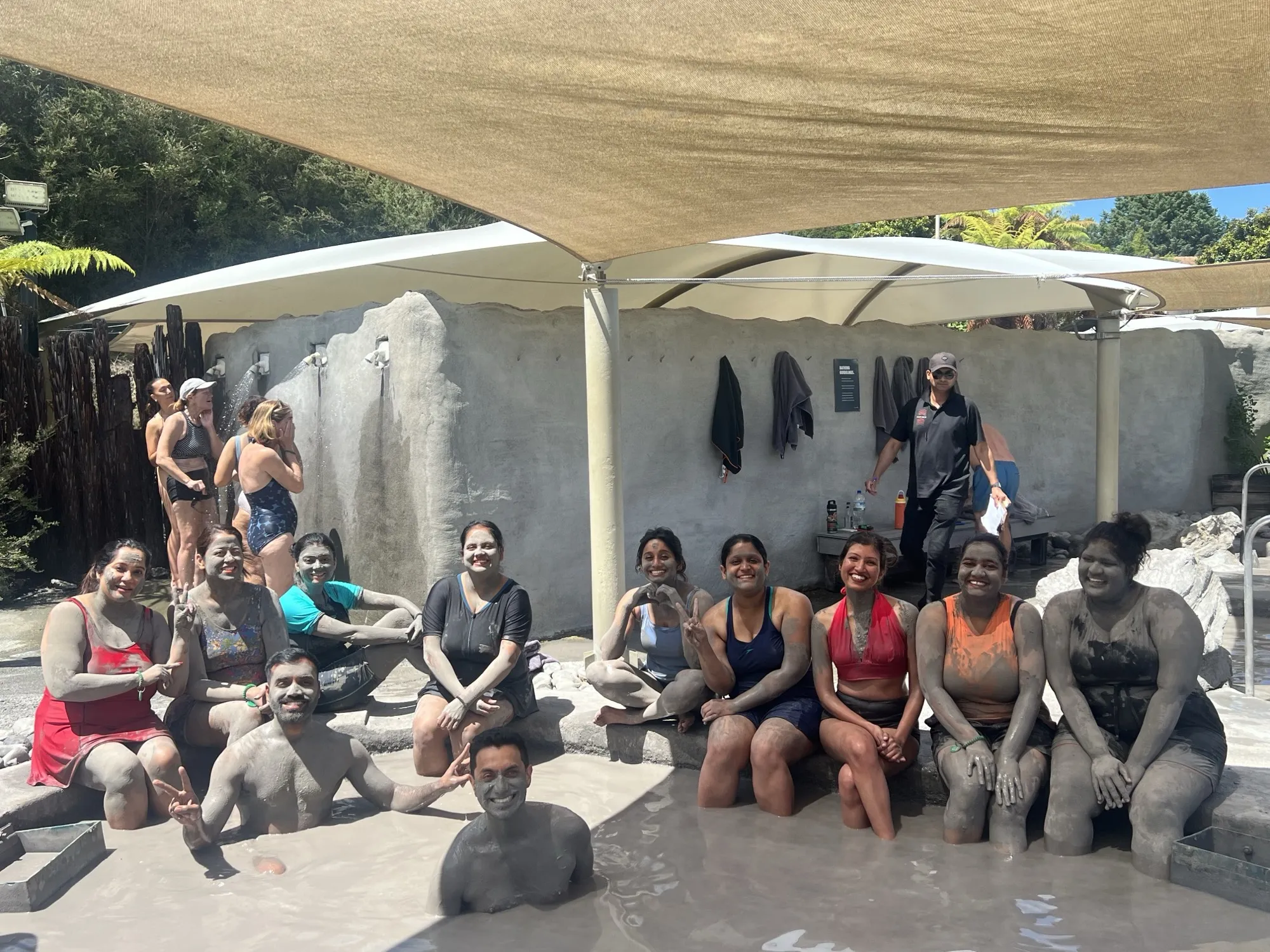 New zealand day 4 group activity enjoying mud bath