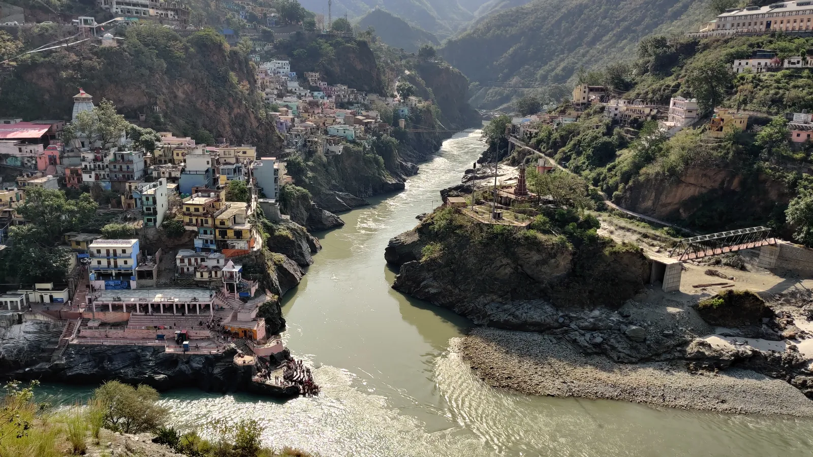 Devprayag, where the Alaknanda and Bhagirathi meet, on the drive from Rishikesh