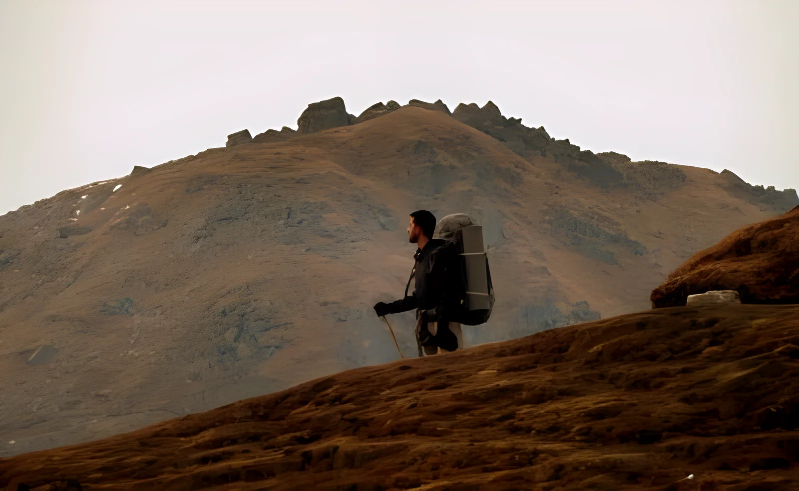 Trekker on a ridge near Kalu Vinayak