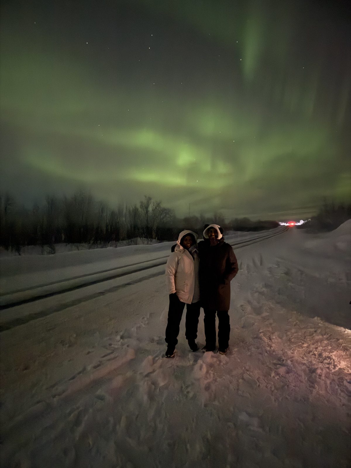 OJ trippers watching the Northern Lights near Murmansk