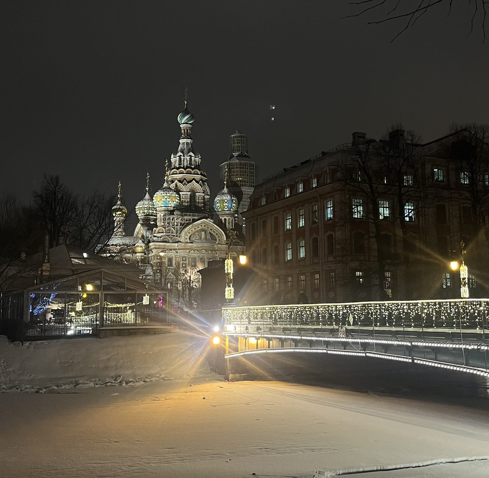 Saviour on Spilled Blood at night