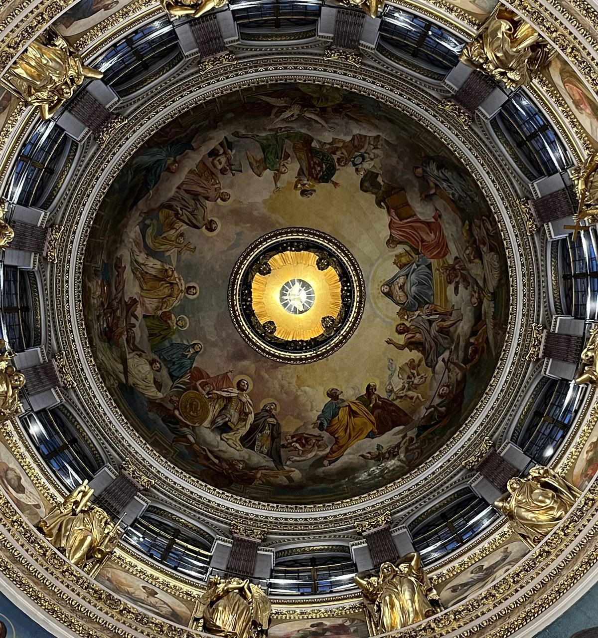 Looking up into the dome of St. Isaac's Cathedral