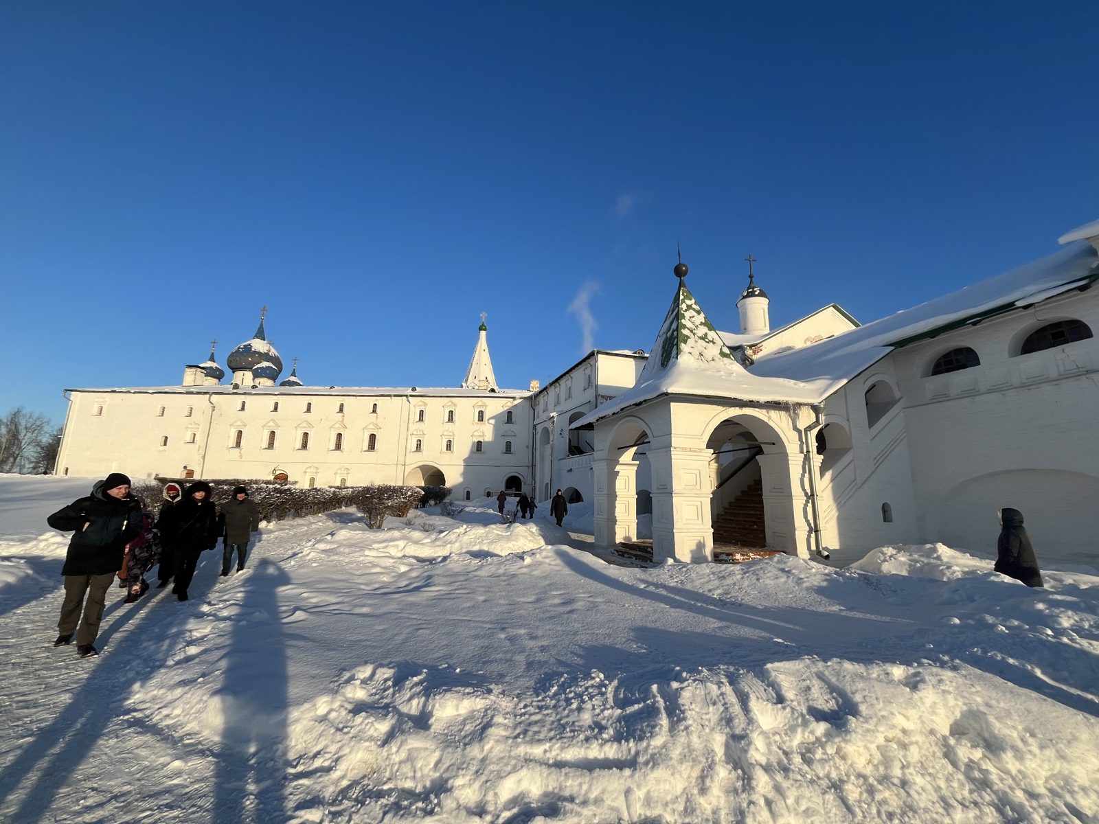 The OJ group at a snowy monastery