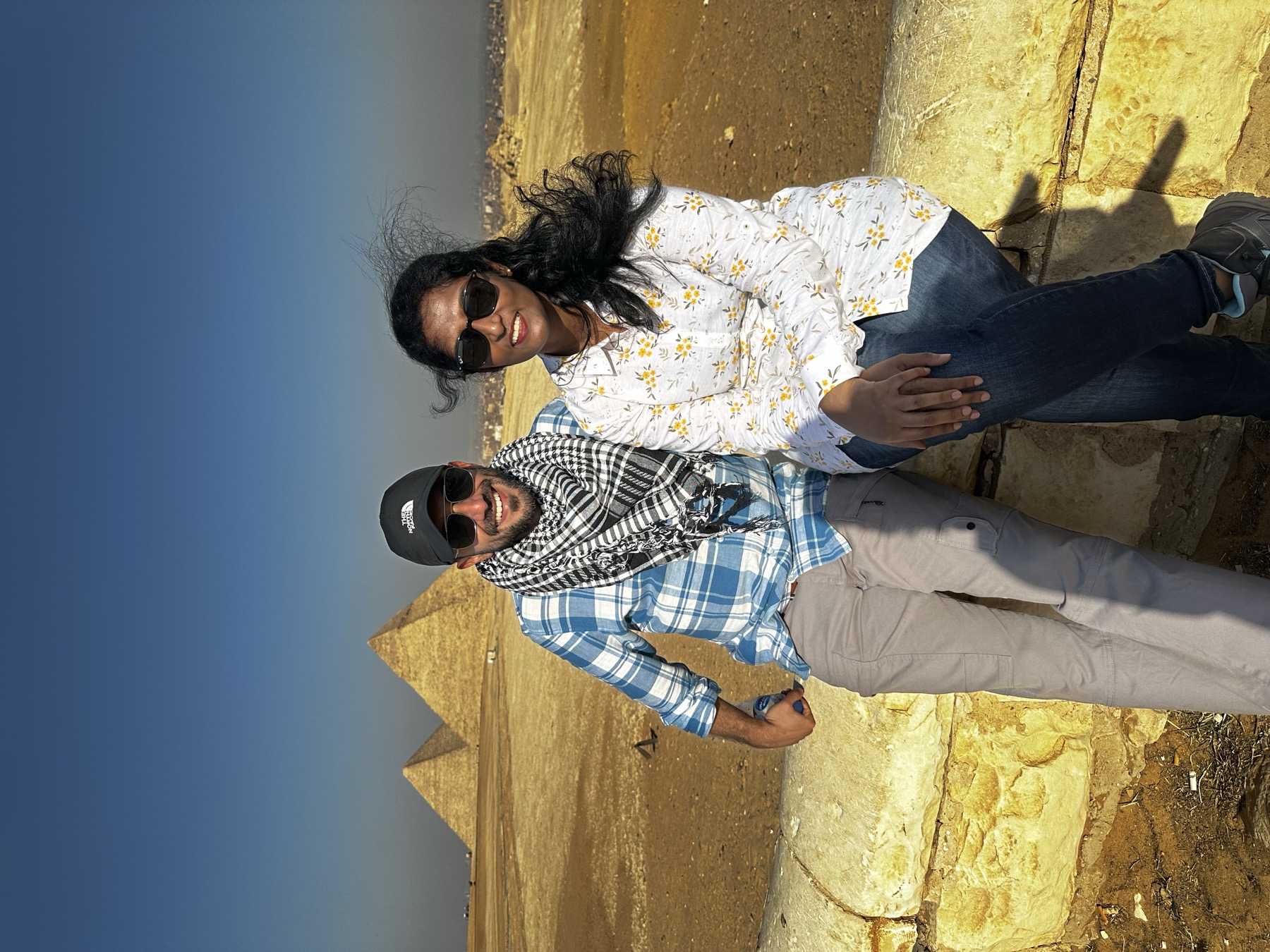 Pyramids of Giza at golden hour