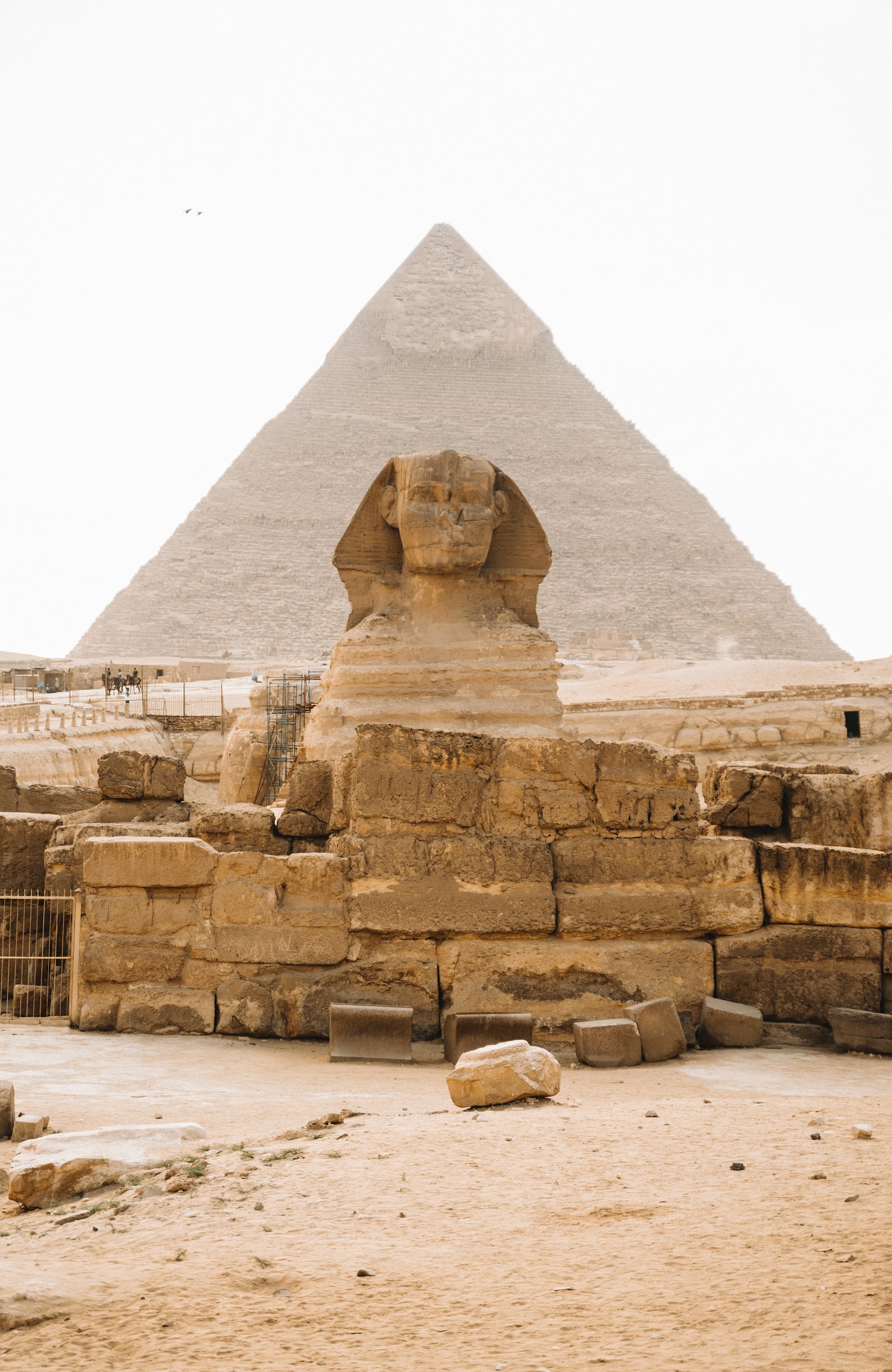 The Great Sphinx with the Great Pyramid of Giza behind it