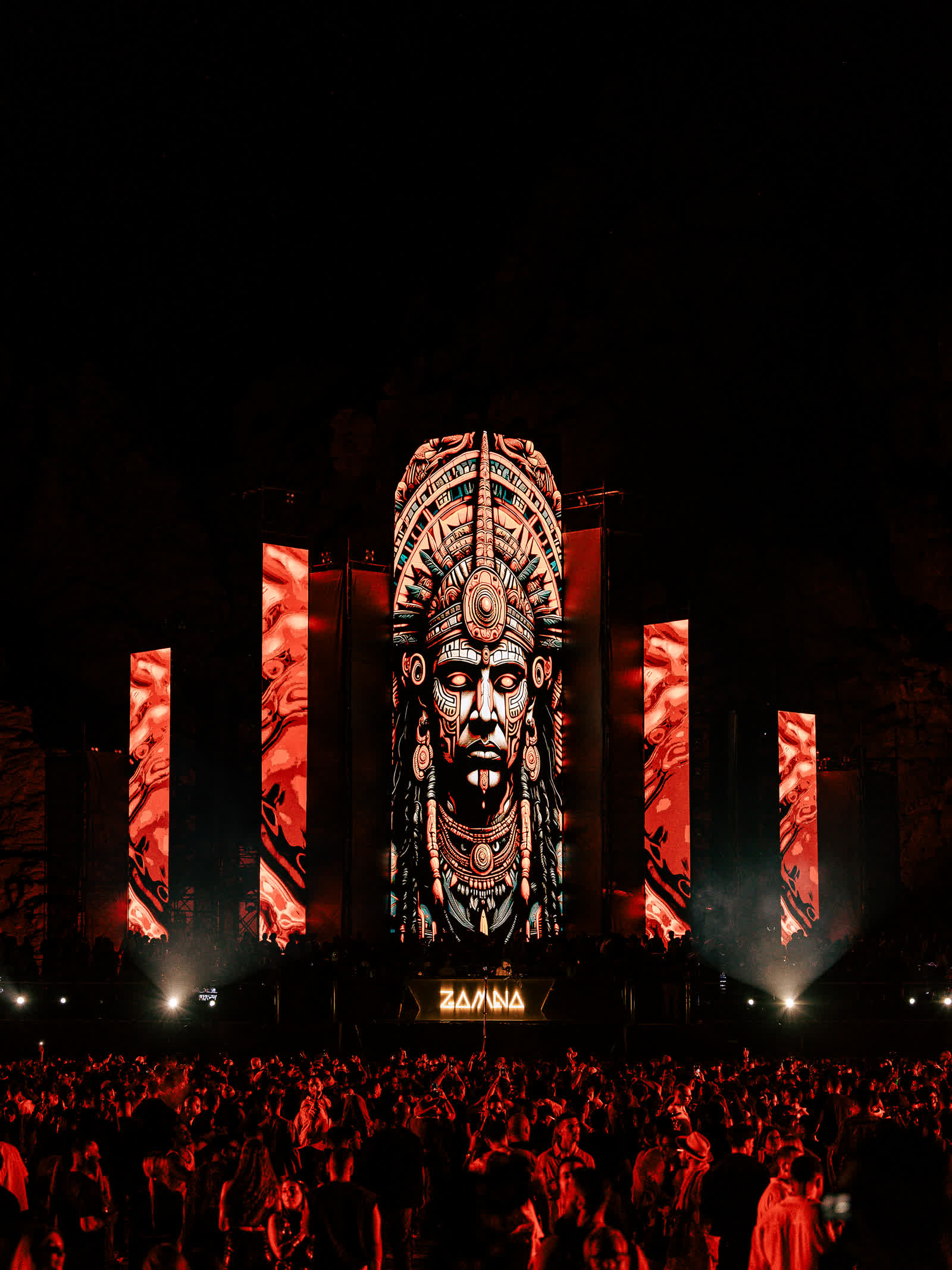 Zamna main stage in full production at night