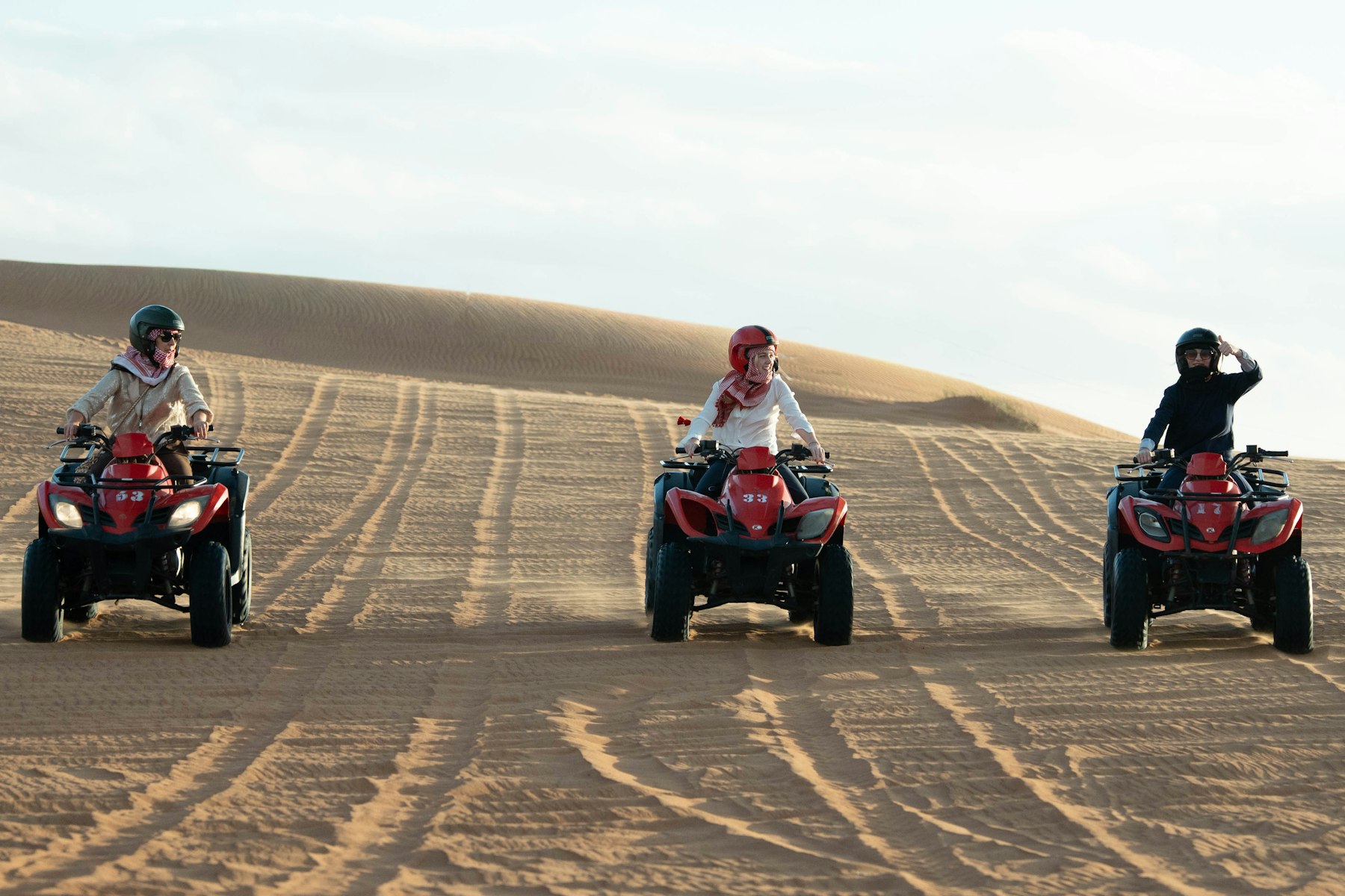 Quad bikes out on the open sand in the Sinai desert