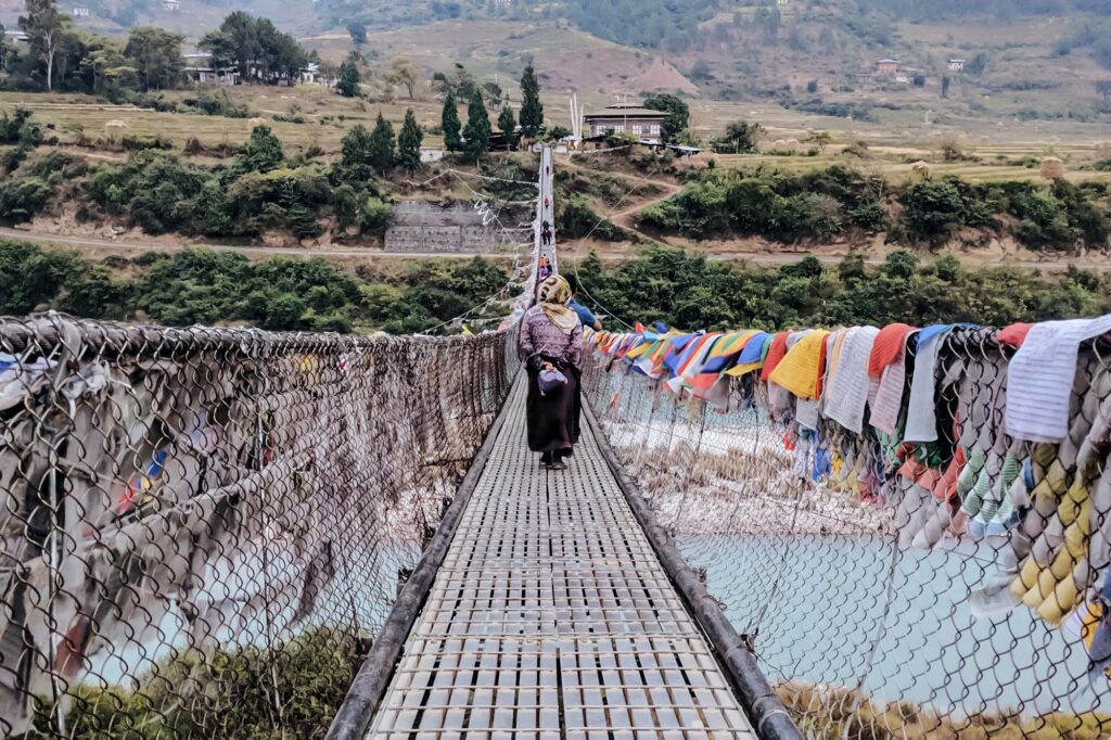 Crossing the Suspension Bridges of Bhutan in Punakha
